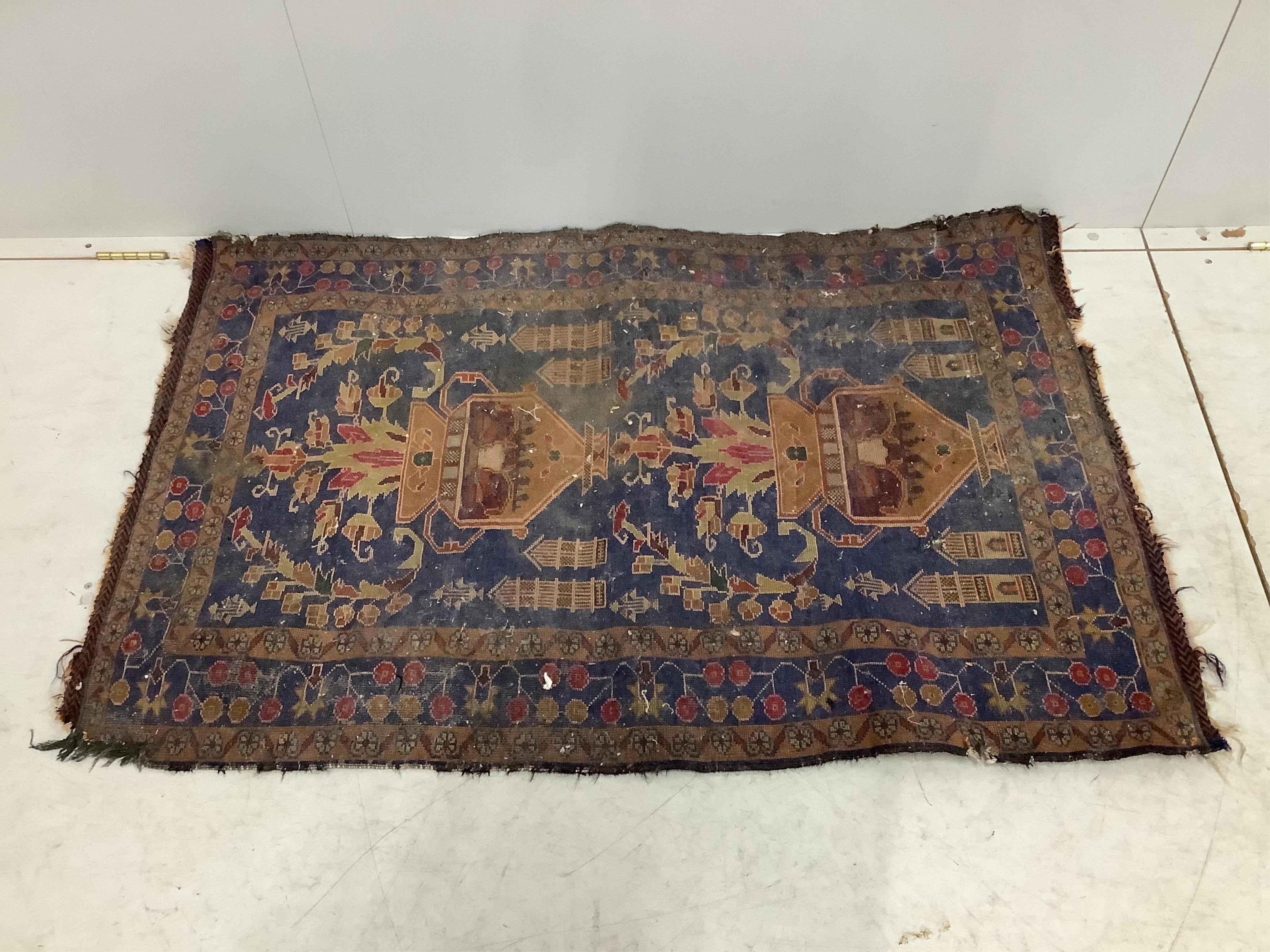 Three North West Persian style rugs and one other rug, largest 200 x 110cm. Condition - poor to fair